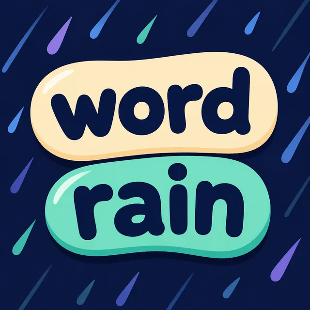 Word Rain pixel art typing game icon with a smiling rain cloud and blue raindrops